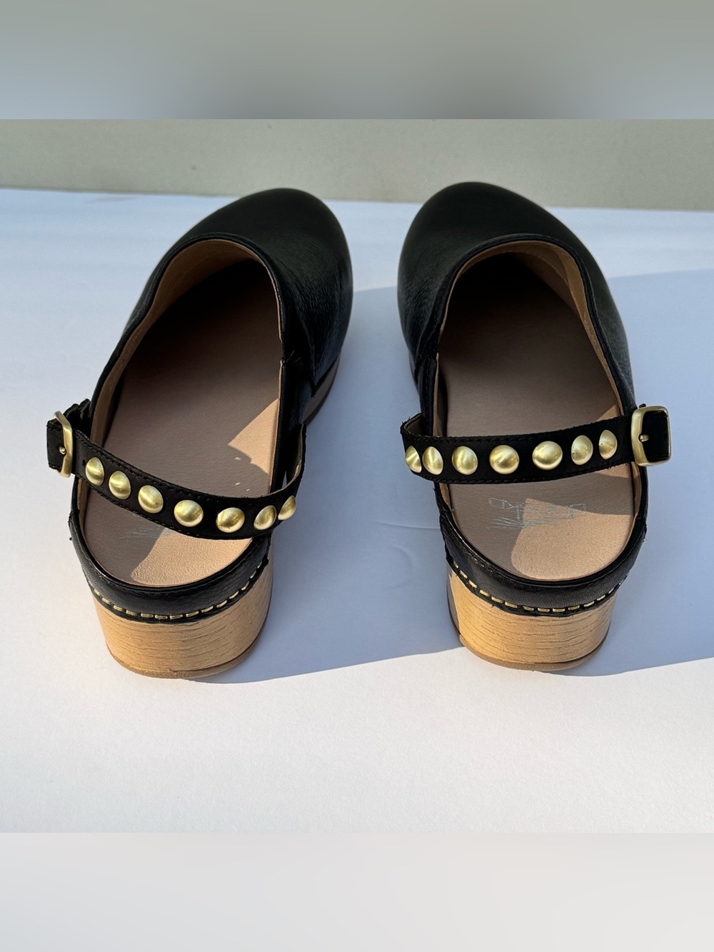 Dansko Black Leather Slingback Clogs Studded Strap EU 40 US 9.5-10 - Picture 6 of 10